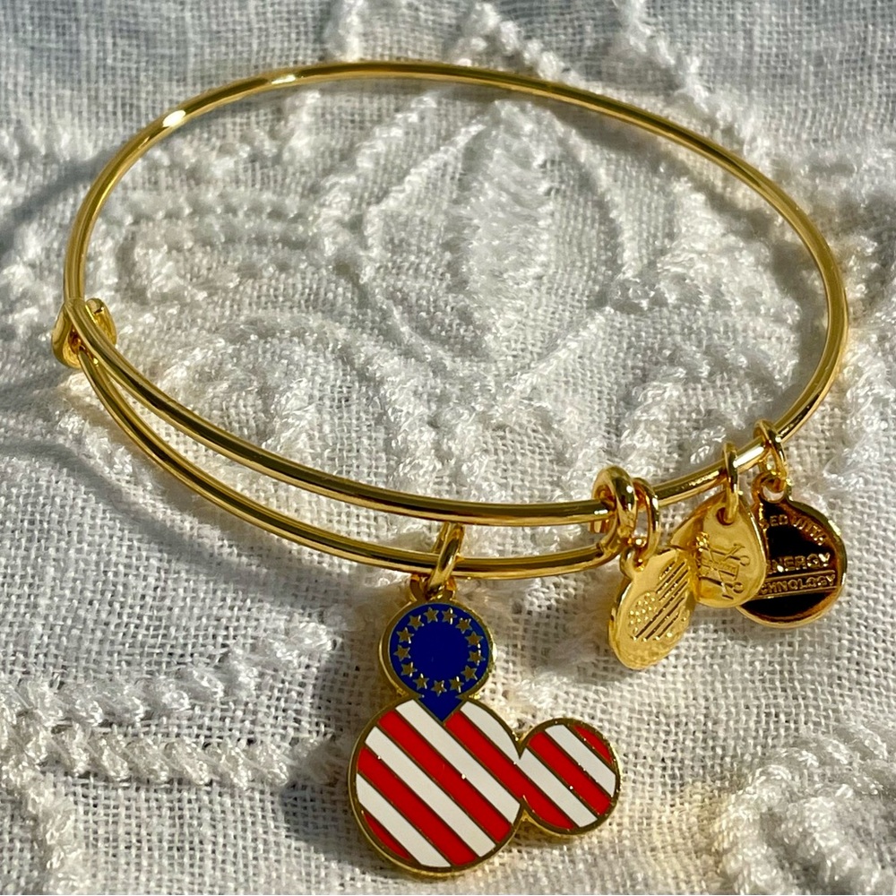 Gold Mickey Mouse Charm Bangle Alex and Ani American Flag New